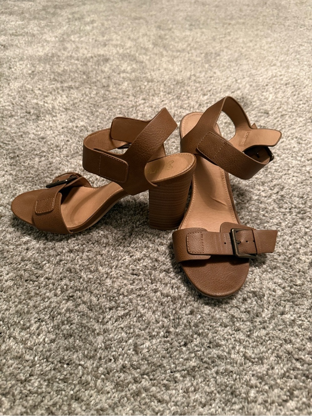 Brash Brown Buckle Strap Women’s Sandals - Picture 2 of 5